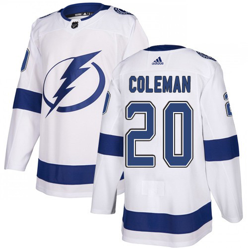 Adidas Tampa Bay Lightning #20 Blake Coleman White Road Authentic Youth Stitched NHL Jersey->youth nhl jersey->Youth Jersey